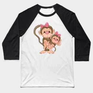 Two cute monkeys, mama monkey and baby monkey. Baseball T-Shirt